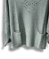 Oversize Merserize Triko Cepli ve Ajurlu Tasarım Bluz- 38-52 Beden Arası Uyumlu