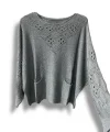 Oversize Merserize Triko Cepli ve Ajurlu Tasarım Bluz- 38-52 Beden Arası Uyumlu