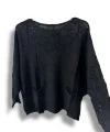 Oversize Merserize Triko Cepli ve Ajurlu Tasarım Bluz- 38-52 Beden Arası Uyumlu