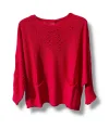 Oversize Merserize Triko Cepli ve Ajurlu Tasarım Bluz (38-52 uyumlu)