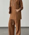Kadın Pamuklu Kapşonlu üst ve Pantolon Takımı