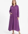 Kadın %100 Pamuk Oversize Maxi Elbise 38/48 Beden Uyumlu Cep Detaylı Rahat Kalıp