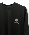 Erkek Siyah Oversize Tişört Baskılı Elma Desenli Premium Pamuk T-Shirt