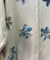 begonya çiçek figürlü oversize kadın gömlek-Bej