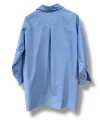 begonya çiçek figürlü oversize kadın gömlek-Mavi