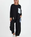 Denim cepli oversize takım-Siyah
