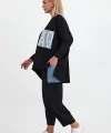 Denim cepli oversize takım-Siyah