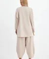 Denim cepli oversize takım-Bej