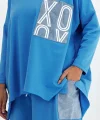 Denim cepli oversize takım-Mavi