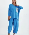 Denim cepli oversize takım-Mavi