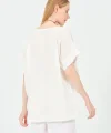 Kadın %100 Pamuklu T-Shirt (Kolye Hediyeli)-Beyaz