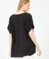 Kadın %100 Pamuklu T-Shirt (Kolye Hediyeli)-Siyah