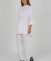 Kadın Hakim Yaka Triko Detay Takımı-Beyaz