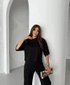 Kadın İkili Takım - Rahat Şık Ev Giyim & Günlük Takım-siyah