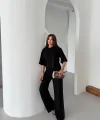 Kadın İkili Takım - Rahat Şık Ev Giyim & Günlük Takım-siyah