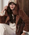 Kadın Peluş Uzun Kaban - Kapüşonlu Oversize Kürk Mont - 38-46 Beden Uyumlu - Yumuşak Kışlık