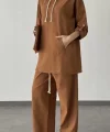 Kadın Pamuklu Kapşonlu üst ve Pantolon Takımı