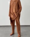 Kadın Bohem Tunik ve Pantolon Takımı-Kamel