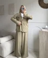 Haki Hale Organik %100 Pamuk Kumaş Ceket Takım