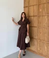 Kemerli Kısa Kollu Gömlek Etek Takım | Şık ve Modern İkili Takım