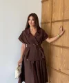 Kemerli Kısa Kollu Gömlek Etek Takım | Şık ve Modern İkili Takım