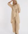 Keten düğmeli oversize italyan ikili takım-Bej
