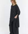 Keten düğmeli oversize italyan ikili takım-Siyah