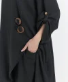 Keten düğmeli oversize italyan ikili takım-Siyah