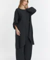 Keten düğmeli oversize italyan ikili takım-Siyah