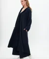 Keten tek düğmeli fırfılı oversize ikili takım-Siyah