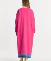 Kot parçalı oversize elbise-Pembe