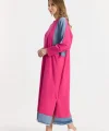 Kot parçalı oversize elbise-Pembe