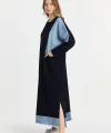 Kot parçalı oversize elbise-Siyah