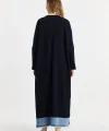 Kot parçalı oversize elbise-Siyah