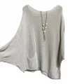 Merserize oversize asimetrik tek cepli triko-Bej