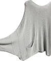 Merserize oversize asimetrik tek cepli triko-Gri