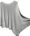 Merserize oversize asimetrik tek cepli triko-Gri