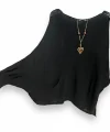 Merserize oversize asimetrik tek cepli triko-Siyah