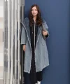 Oversize Kadın Kot Kapüşonlu Uzun Ceket - 38-46 Beden Arası Uyumlu - Günlük Rahat Şık
