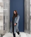 Oversize Kadın Kot Kapüşonlu Uzun Ceket - 38-46 Beden Arası Uyumlu - Günlük Rahat Şık