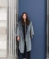 Oversize Kadın Kot Kapüşonlu Uzun Ceket - 38-46 Beden Arası Uyumlu - Günlük Rahat Şık