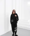 Oversize Siyah Eşofman Takımı - FLY WOW! Yazılı (38-46 Beden Uyumlu)