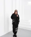 Oversize Siyah Eşofman Takımı - FLY WOW! Yazılı (38-46 Beden Uyumlu)