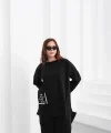 Oversize Siyah Eşofman Takımı - FLY WOW! Yazılı (38-46 Beden Uyumlu)