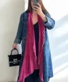 Pamuk Garnili Kot Kaftan-Fuşya