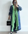 Pamuk Garnili Kot Kaftan-Yeşil