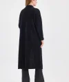 Peluş Kot Garnili Kaftan-Siyah