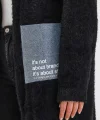 Peluş Kot Garnili Kaftan-Siyah