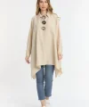 Sardunya oversize uzun tunik gömlek-Krem
