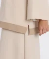 Şerit detay etekli takım-bej
